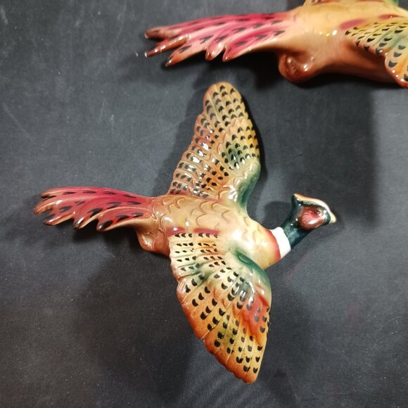 Set of 3 Vintage Flying Ceramic Pheasant Bird Wall Decor - Picture 3 of 14